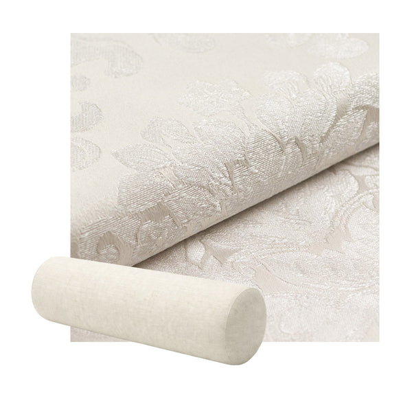 Off-White Damask Bolster Pillow