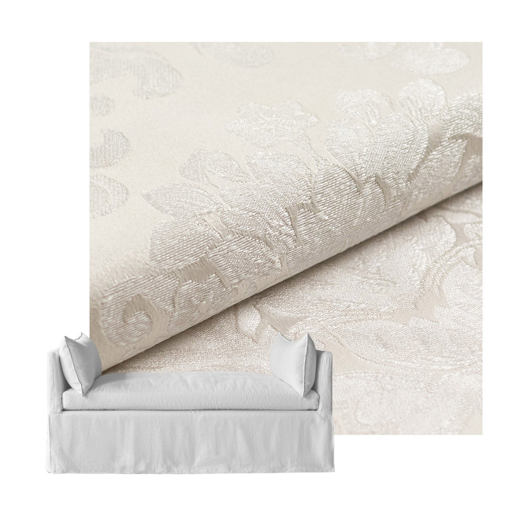 Off-White Damask Custom Daybed Cover