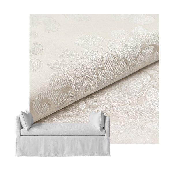 Off-White Damask Custom Daybed Cover