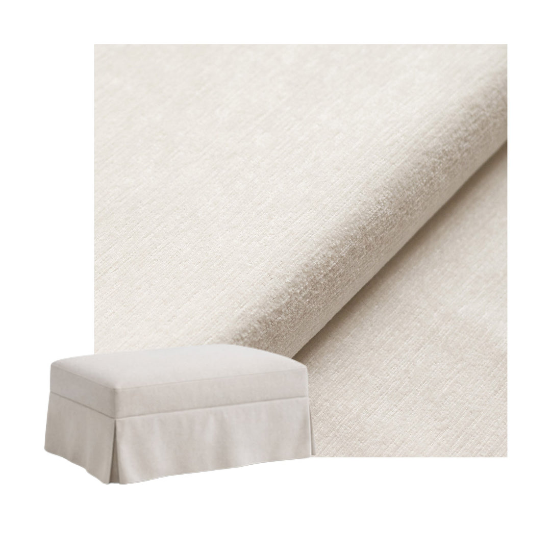 Ultra-soft White Chenille Custom Ottoman Slipcover