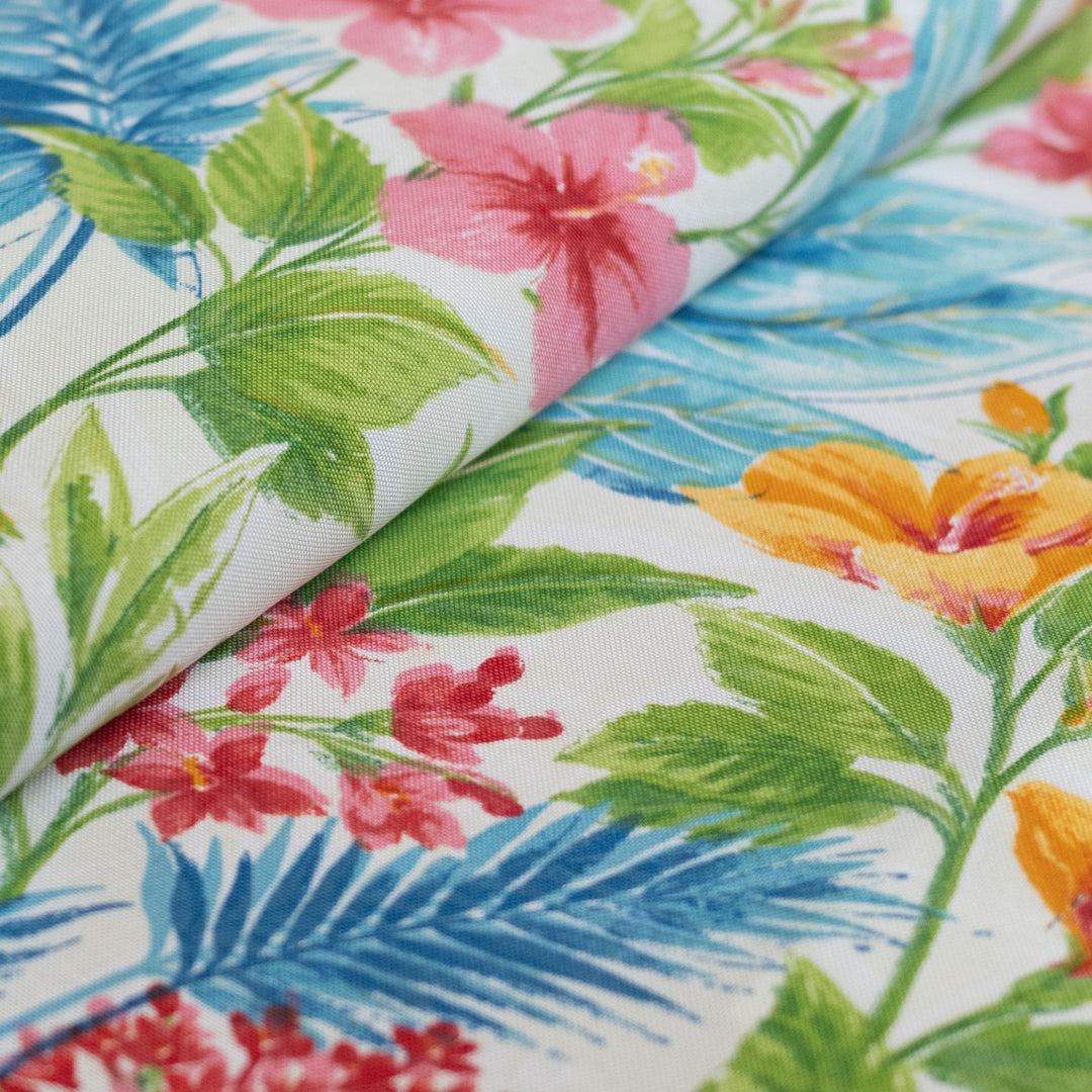 Hibiscus Floral Outdoor Throw Pillow