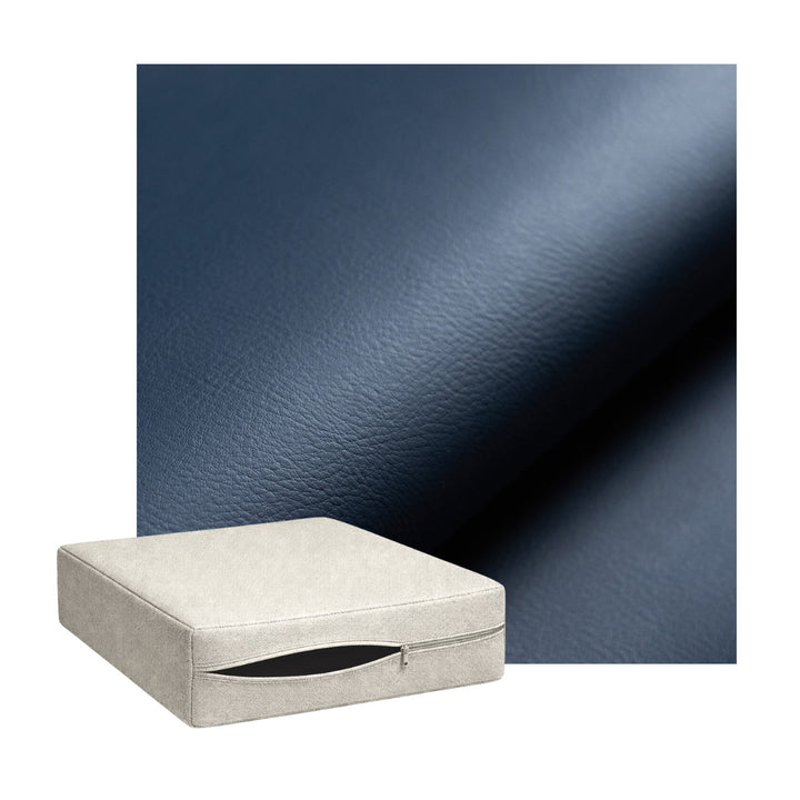 Inky Blue Faux Leather Custom Cushion Cover