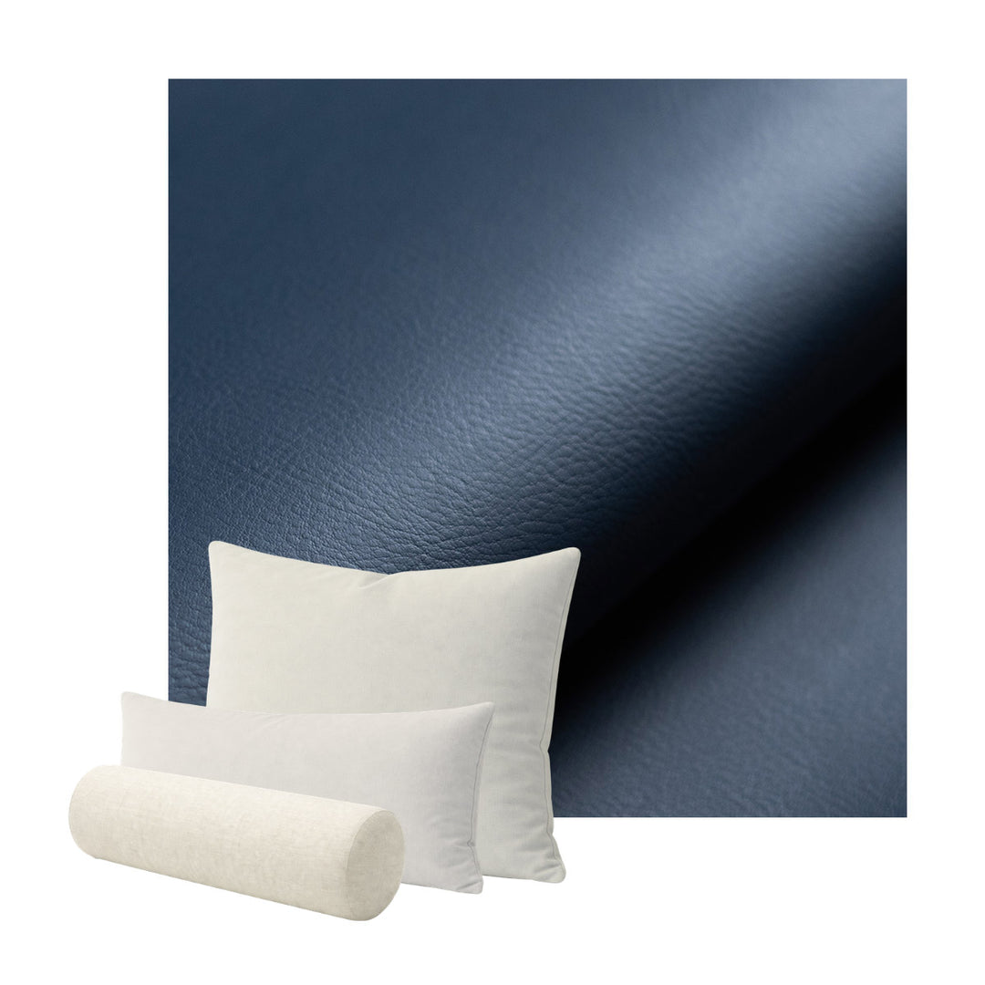 Inky Blue Faux Leather Custom Pillow Cover