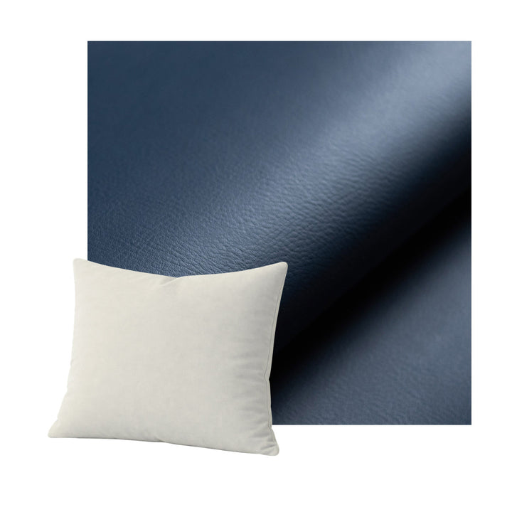 Inky Blue Faux Leather Throw Pillow