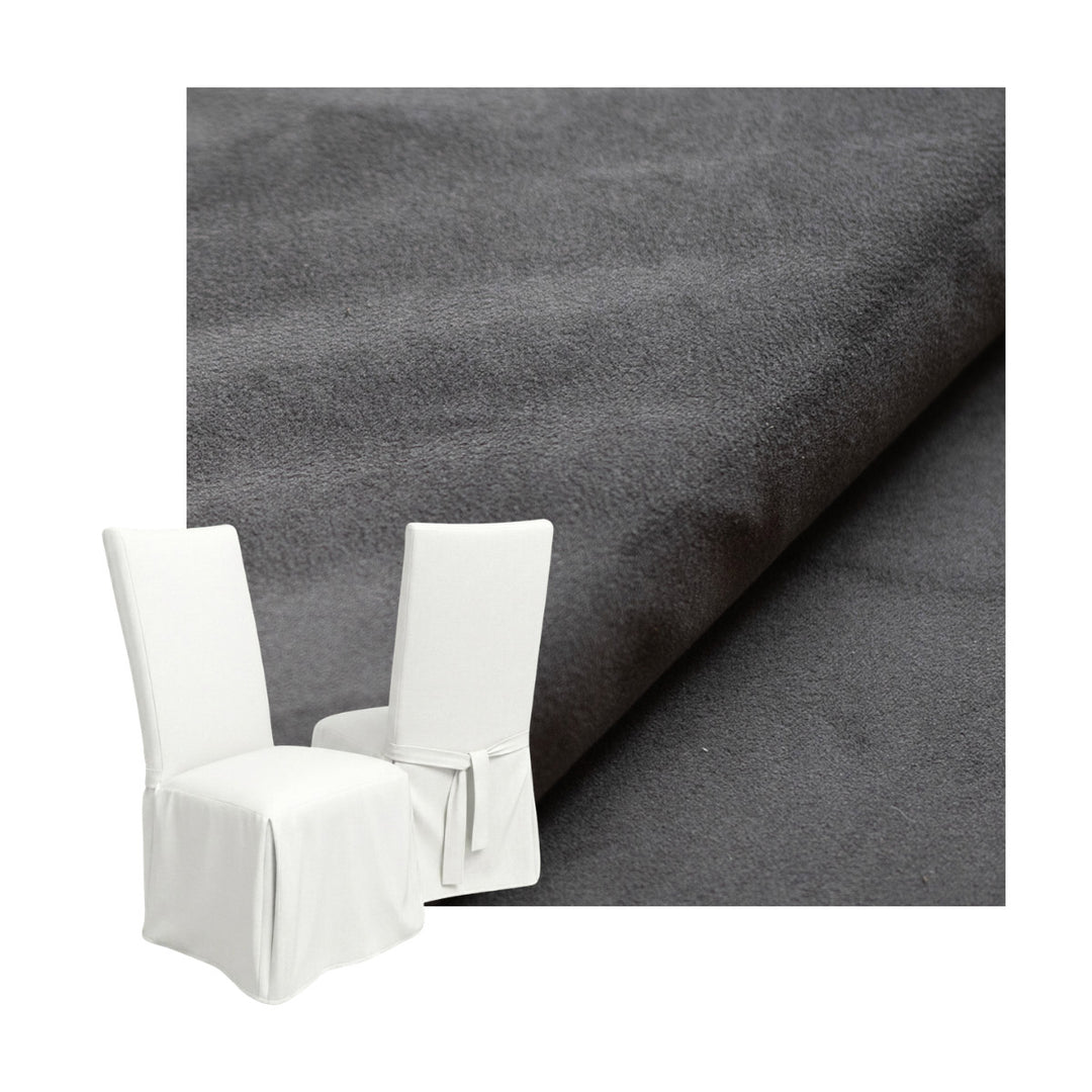 Asphalt Gray Velour Custom Dining Chair Cover