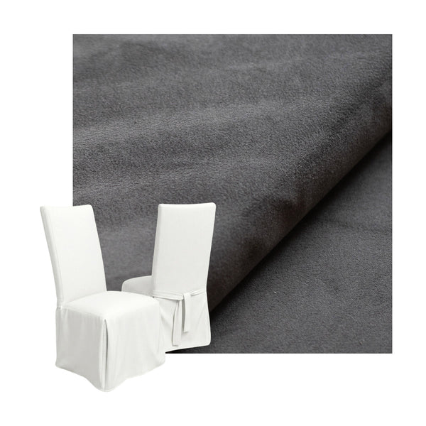 Asphalt Gray Velour Custom Dining Chair Cover