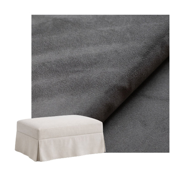 Asphalt Gray Velour Custom Ottoman Slipcover