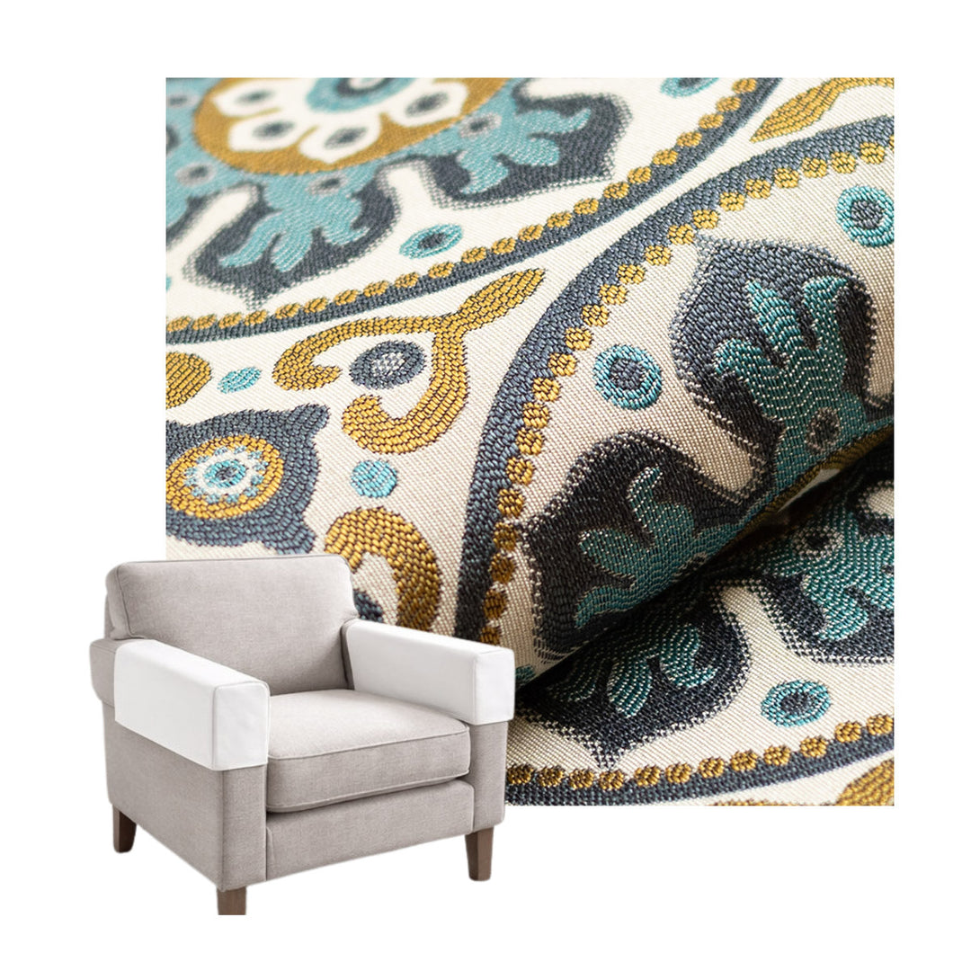 Moroccan Blue Medallion Custom Armrest Cover