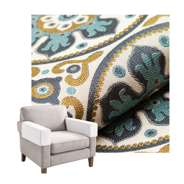 Moroccan Blue Medallion Custom Armrest Cover