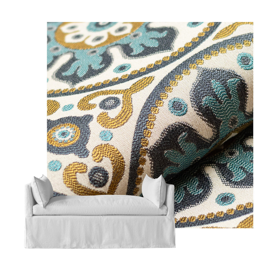 Moroccan Blue Medallion Custom Daybed Cover