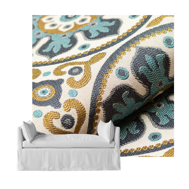 Moroccan Blue Medallion Custom Daybed Cover