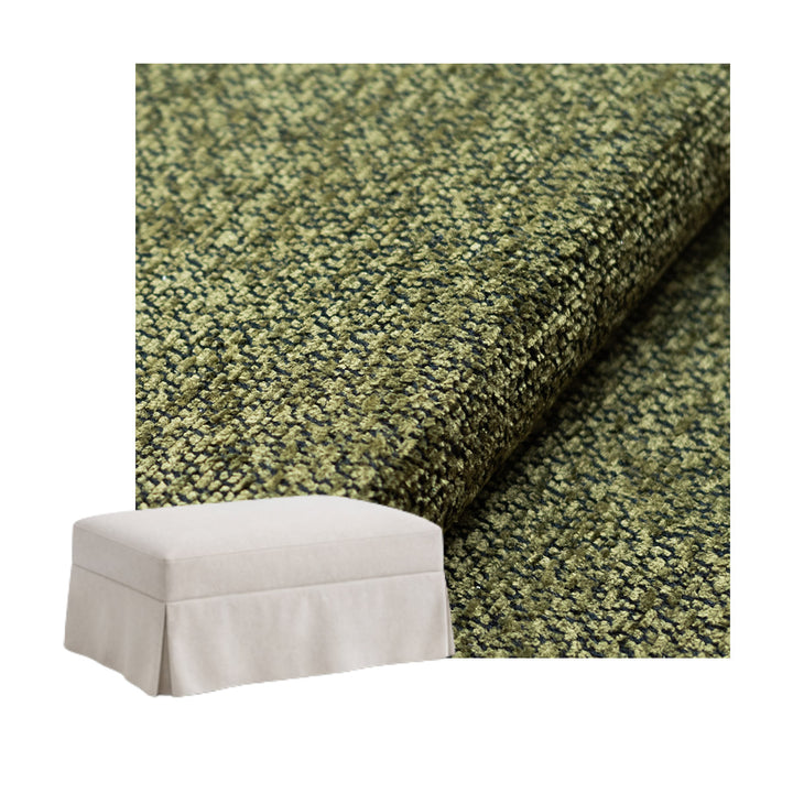 Ultra-soft Olive Green Chenille Custom Ottoman Slipcover