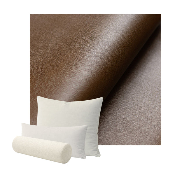 Saddle Brown Faux Leather Custom Pillow Cover