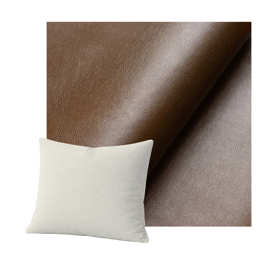 Saddle Brown Faux Leather Throw Pillow