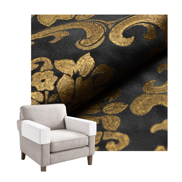 Black & Gold Damask Custom Armrest Cover