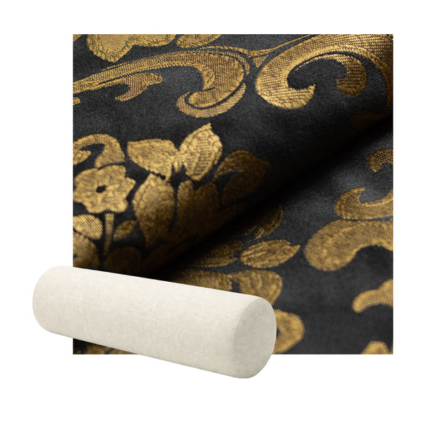 Black & Gold Damask Bolster Pillow