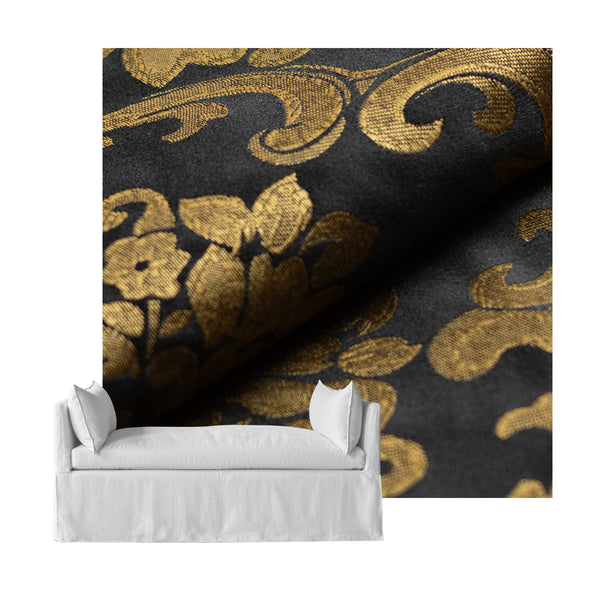 Black & Gold Damask Daybed & Mattress Cover