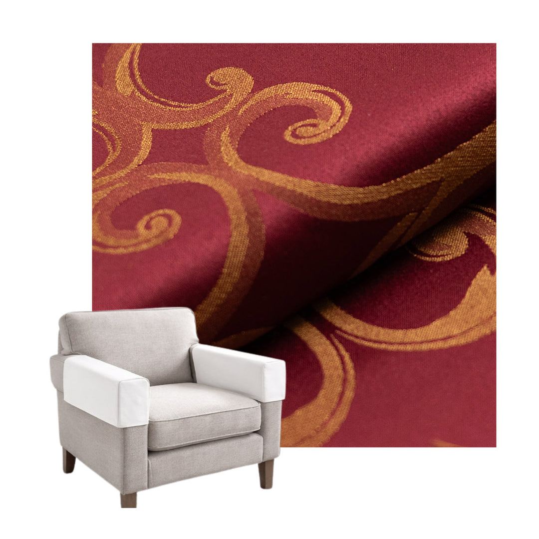 Ruby Red & Gold Damask Custom Armrest Cover