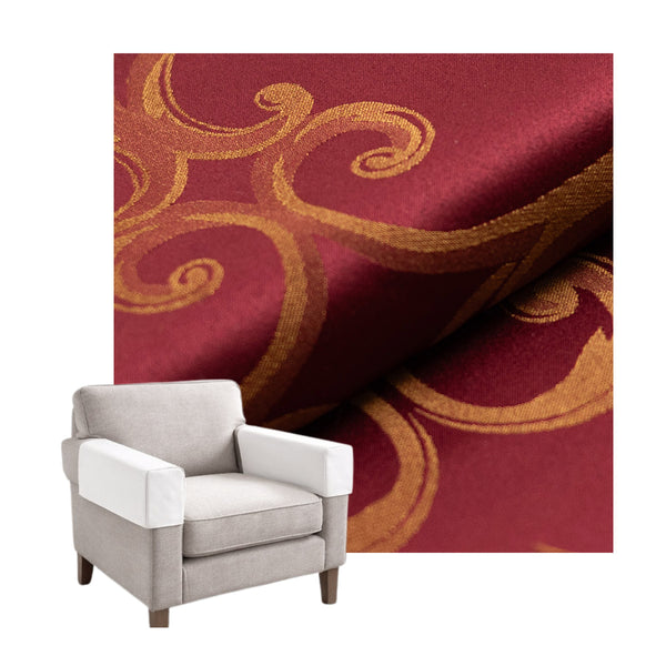 Ruby Red & Gold Damask Custom Armrest Cover