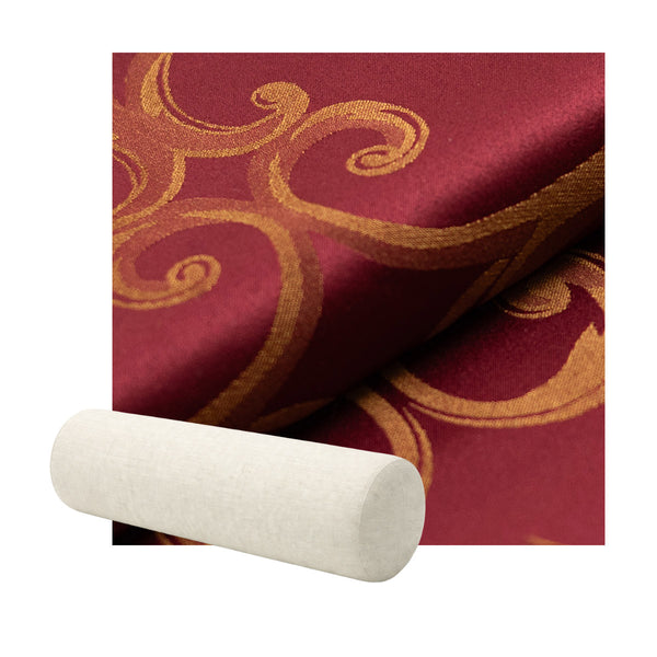 Crimson and Gold Damask Bolster Pillow