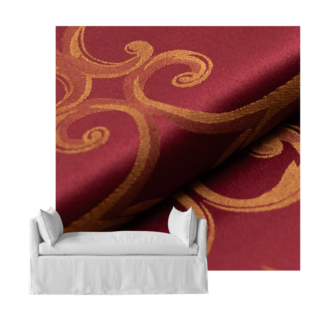 Ruby Red & Gold Damask Custom Daybed Cover