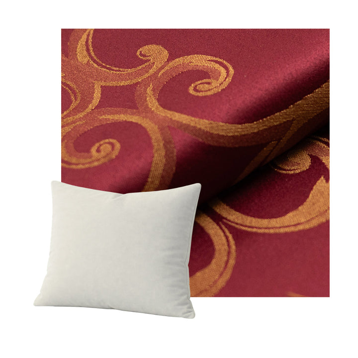 Ruby Red &amp; Gold Damask Throw Pillow
