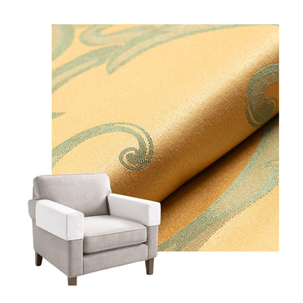 Gold & Sage Damask Custom Armrest Cover