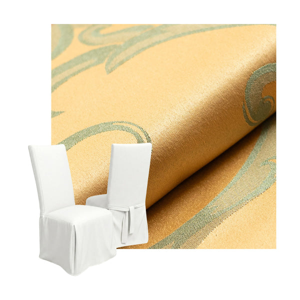 Gold & Sage Damask Custom Dining Chair Cover