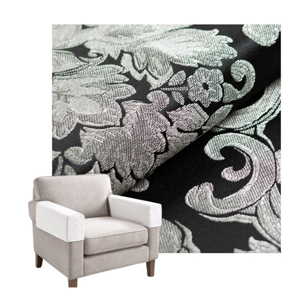 Black & Silver Damask Custom Armrest Cover