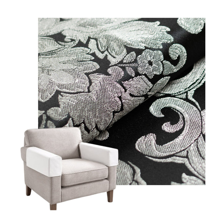 Black &amp; Silver Damask Custom Armrest Cover