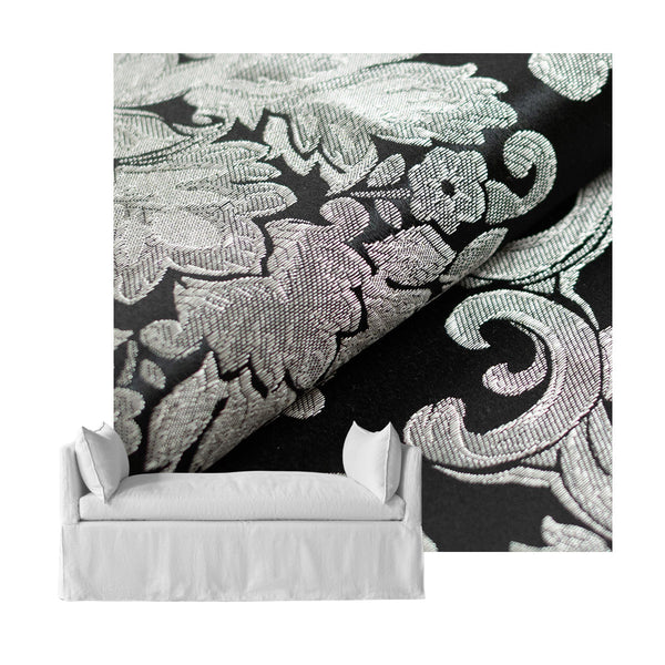 Black & Silver Damask Daybed & Mattress Cover