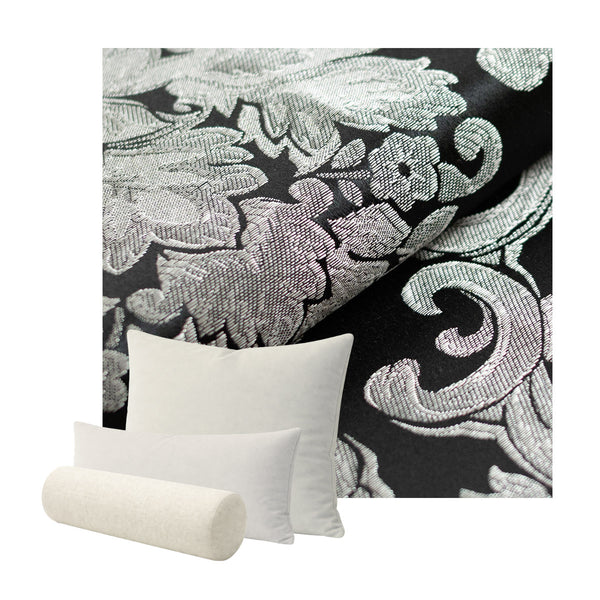Black & Silver Damask Custom Pillow Cover