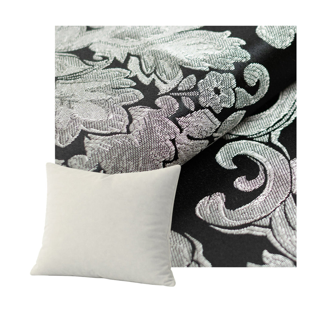Black & Silver Damask Throw Pillow