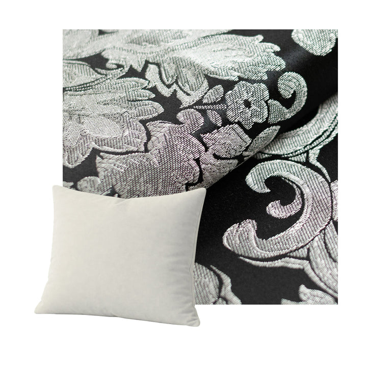 Black &amp; Silver Damask Throw Pillow