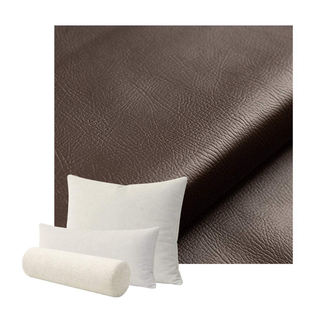 Walnut Brown Faux Leather Custom Pillow Cover