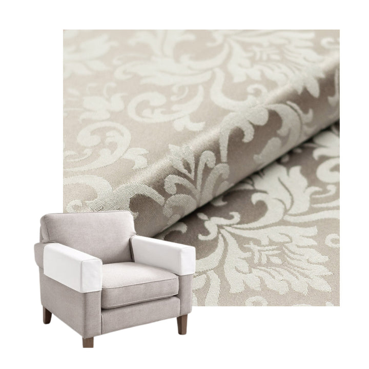 Taupe Floral Damask Custom Armrest Cover