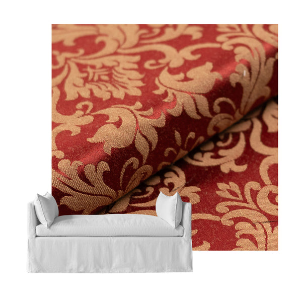 Red & Gold Damask Custom Daybed Cover