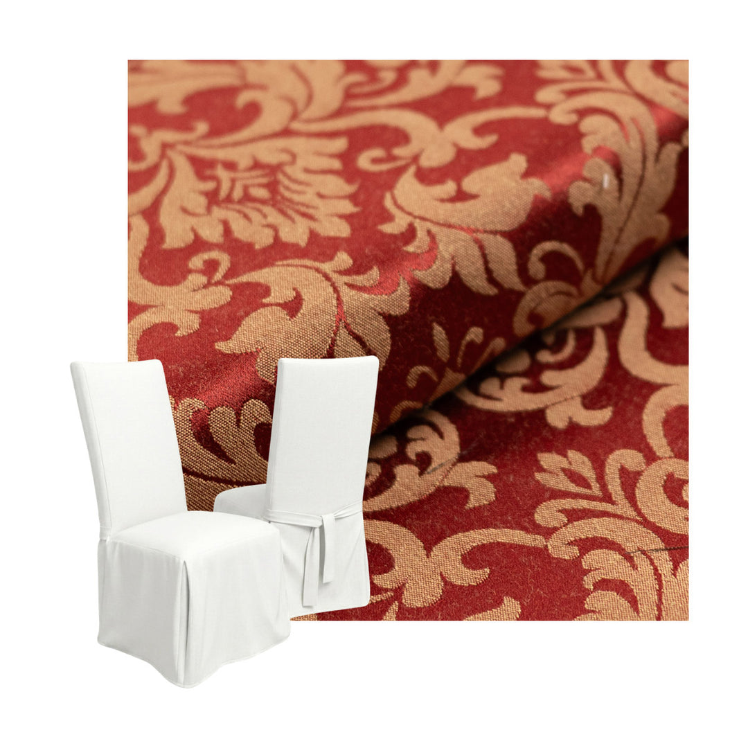 Red & Gold Damask Custom Dining Chair Cover