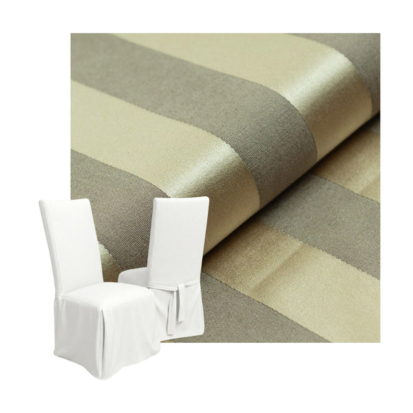 Gold Stripe Damask Custom Dining Chair Cover