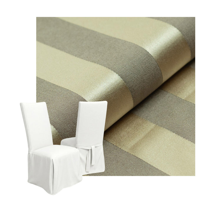 Gold Stripe Damask Custom Dining Chair Cover