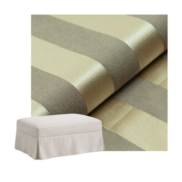 Gold Stripe Damask Custom Ottoman Slipcover