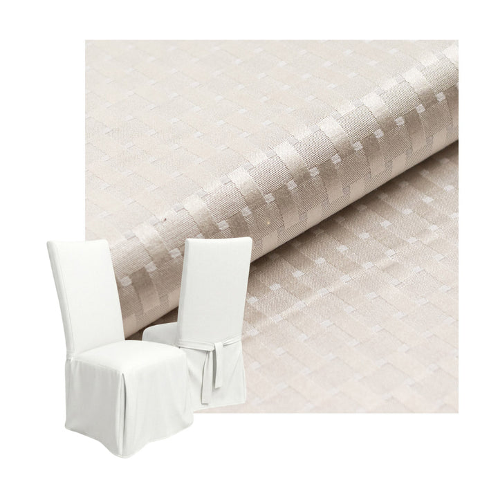 Checker Ivory Custom Dining Chair Cover