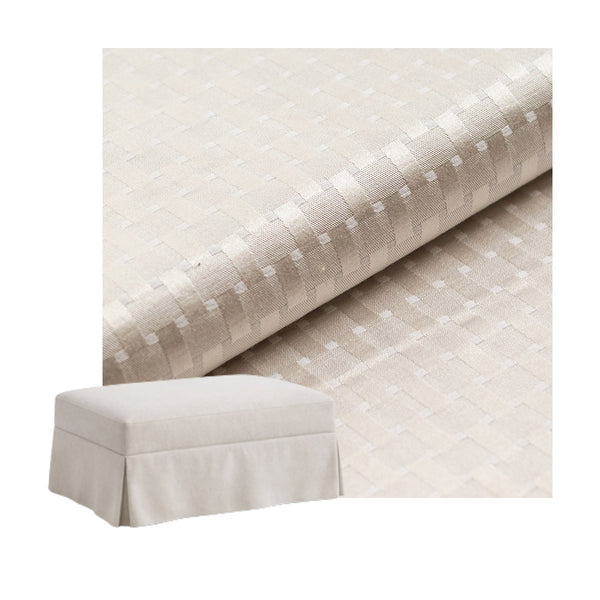 Checker Ivory Custom Ottoman Slipcover
