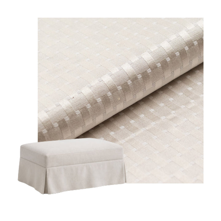 Checker Ivory Custom Ottoman Slipcover