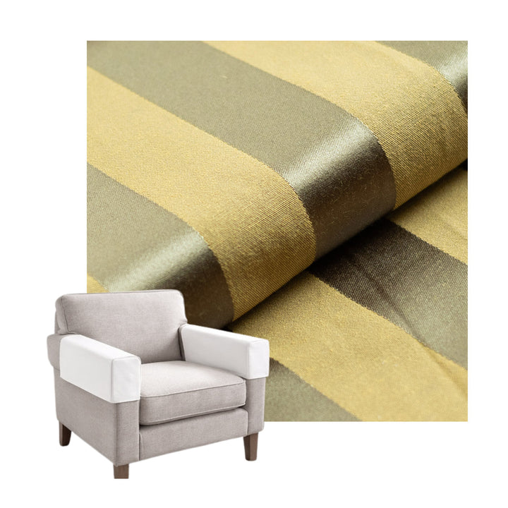 Cognac Stripe Damask Custom Armrest Cover