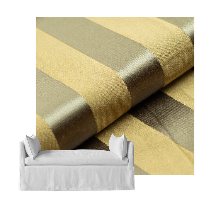 Cognac Stripe Damask Custom Daybed Cover