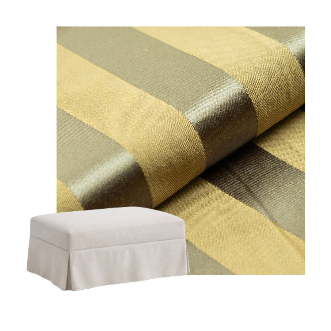 Cognac Stripe Damask Custom Ottoman Slipcover