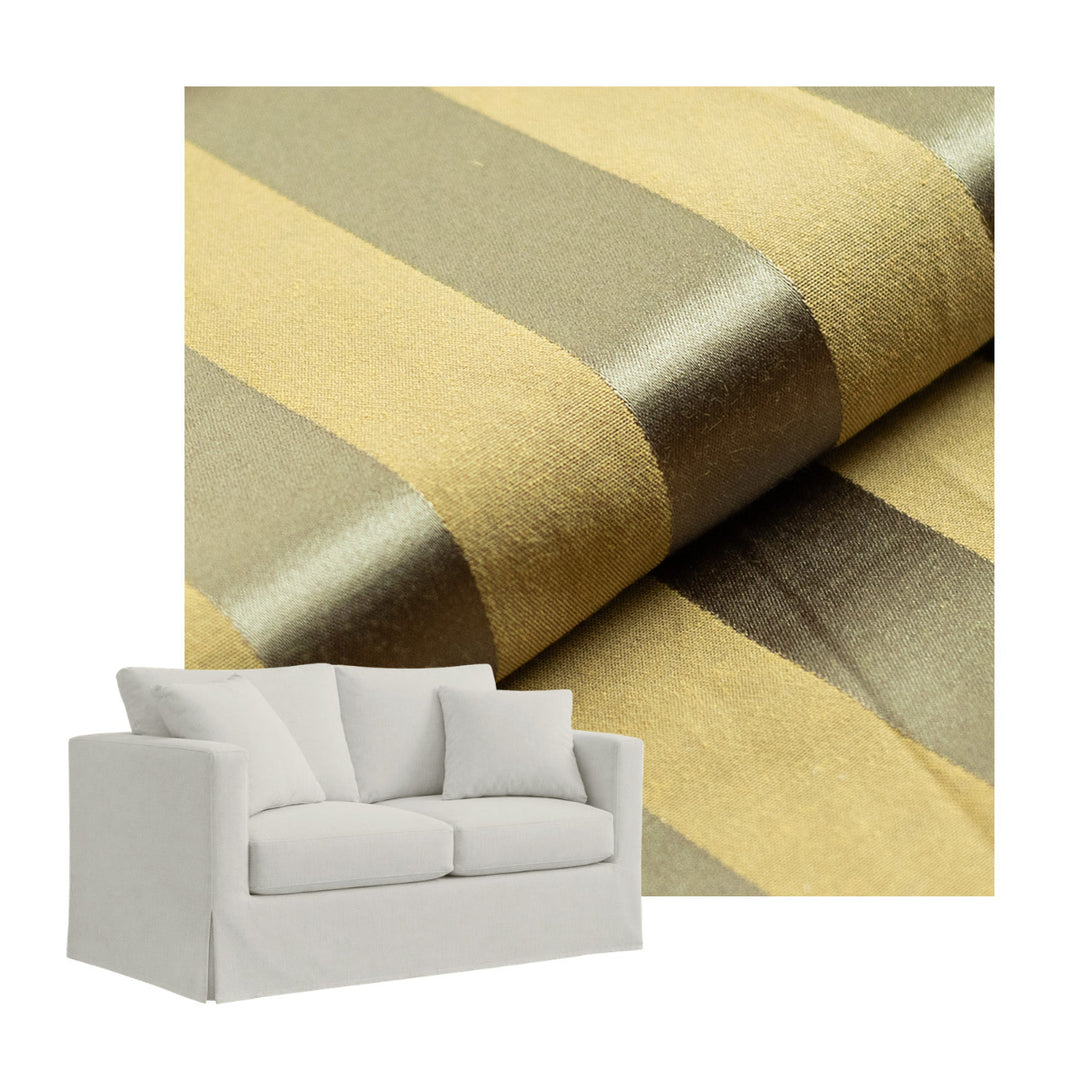 Cognac Stripe Damask Custom Furniture Slipcover