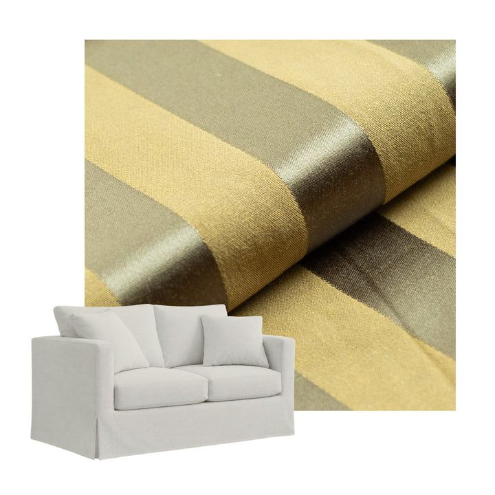 Cognac Stripe Damask Custom Furniture Slipcover