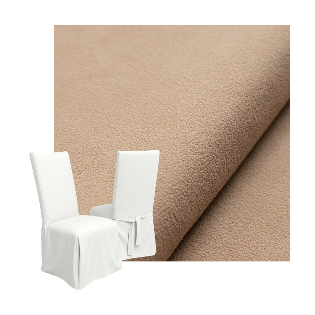 Extra Soft Beige Velour Custom Dining Chair Cover